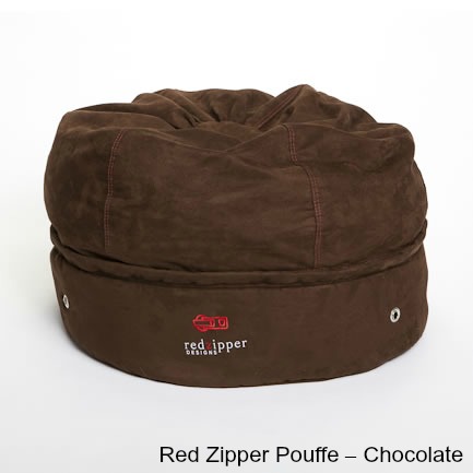 Red Zipper Pouffe – Chocolate