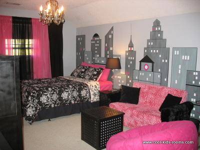Black White And Pink Modern Girls Bedroom